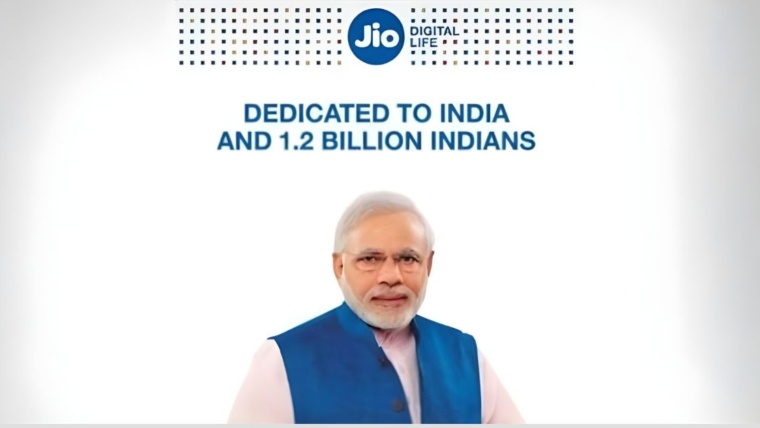 Color coordinated PM appears in Reliance Jio Ad